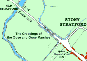 Stony Stratford - map detail of river crossings