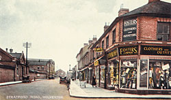 Fosters Corner at the junction of Radcliffe Street and Stratford Road looking east.
