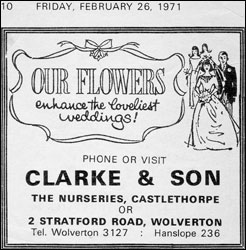 A newspaper advert dated 1972 for Clarke & Son