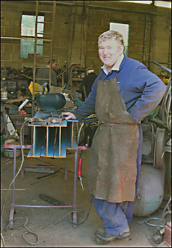 Charles doing some welding in the workshop