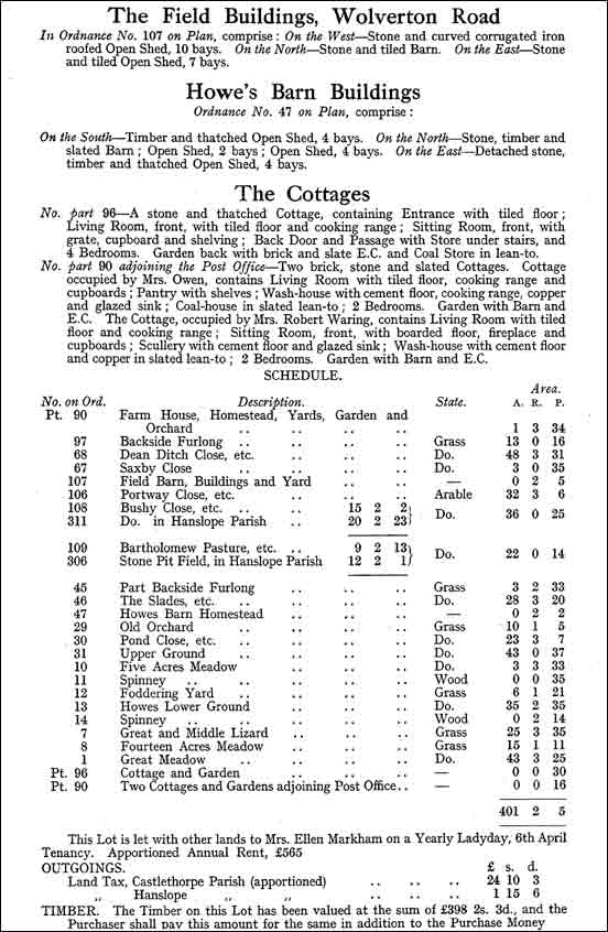 Castlethorpe Estate Sale September 1920 - Lot 2, page 2