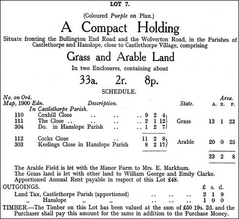 Castlethorpe Estate Sale September 1920 - Lot 7