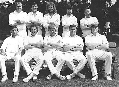 Castlethorpe Cricket Team - Back Row: Adrian Pittam, Robin Hart, Dave Ell, Eddie Walker, Cyril Gayton Front Row: Ted Pearson, Dick Oakley, Albert King, Buddy Hill, John Pittam