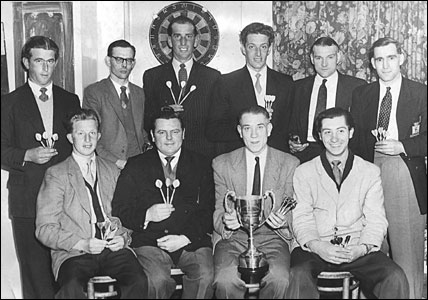 Carrington Arms Darts Team Back Row: Ken Ray, Don Canning, Walter Scripps, Ken Foakes, Stan Gibbs, Alan Brownsell Front Row: Fred Willet, John Gray, Stan Wilson, Bill Booth