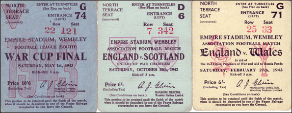 Empire Stadium Wembley football tickets 1942/3
