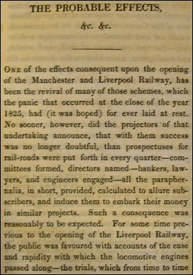 Effects of opening the railway