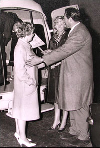 Robert Maxwell saying goodbye to Betty Belton and Susie Robinson