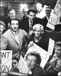Protesters gathered at Castlethorpe Station