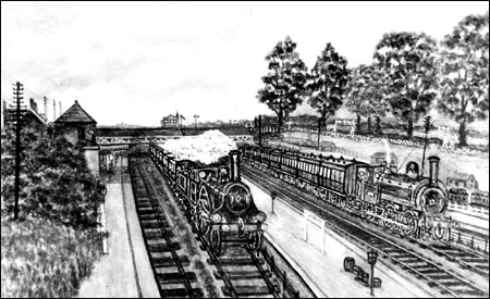 Painting of Castlethorpe Station c.1900