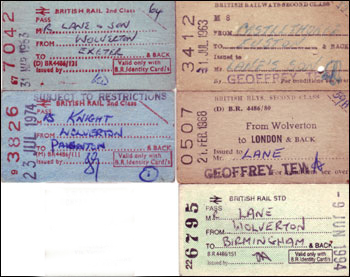 British Rail tickets issued to employees working at Wolverton Carriage & Wagon Works