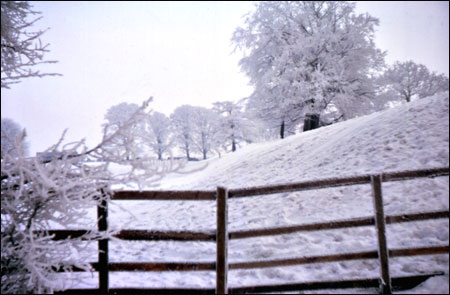 View along the moat of  the Castle Hill