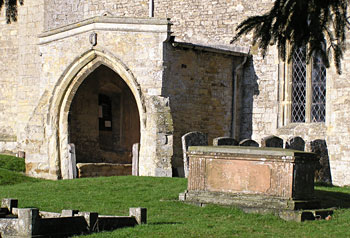 The porch and some monuments