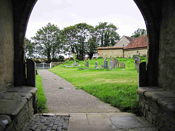 View out from the porch onto the graveyard