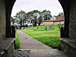 Looking out into the church yard from the porch
