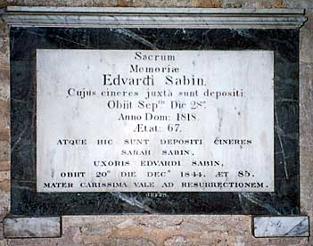 Memorial to Edward Sabin