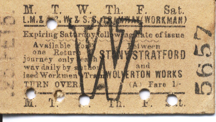 Weekly tram ticket, probably used by a worker from Wolverton Works.