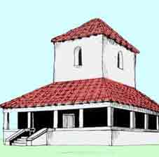 Reconstruction drawing of the temple mausoleum