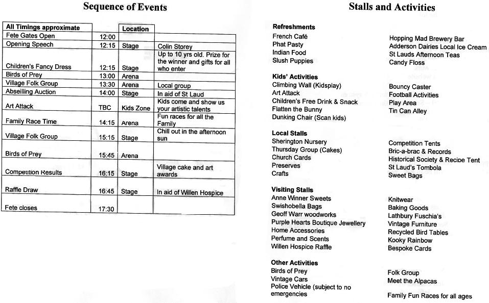 Fete 2013 Programme Fete 2013 Programme
