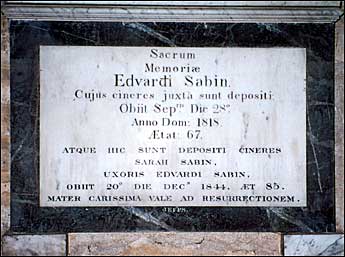 Image of memorial to Edward Sabin