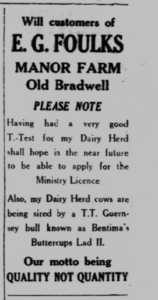 Advert for milk 1950