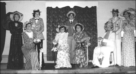 W.I. Show Left to right: Gillian Wilson, Phyl Brown, Jane Crabbe, Joy Frost, Pat Wesley, Mary Barns, Peggy Crabbe, Jenny Cartwright, Sheila Williams