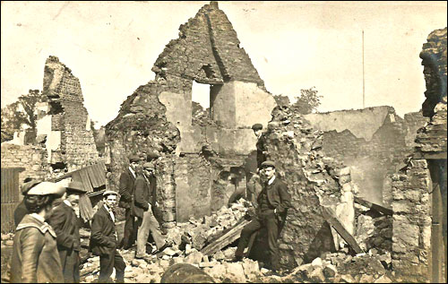 Burnt cottage in front street