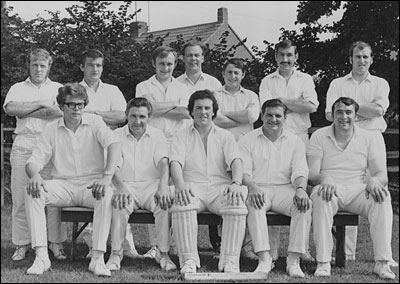 Castlethorpe Cricket Team 1970 - Back Row: Eddie Boss, Ted Pearson, Henry Owen, Roy West (scorer), Harvey Price, Robin Hart, Adrian Pittam  Front Row: George Lane, Albert King, David Spinnelli, Buddy Hill (captain), John Pittam