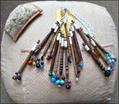 A lace makers pillow as used by a lace maker in Castlethorpe