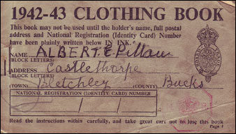 1942-43 Clothing Book issued to Albert E. Pittam