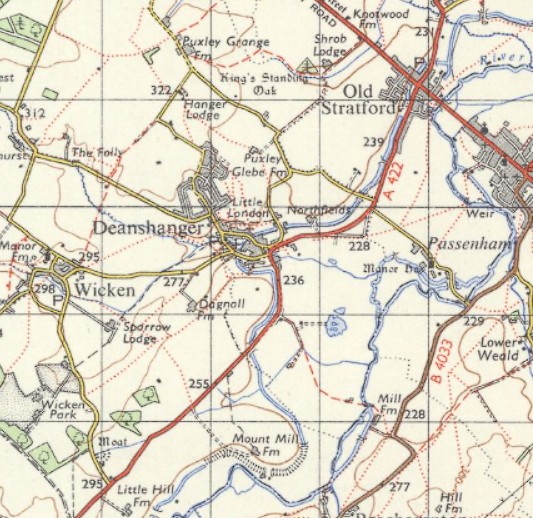 Deanshanger area 1968 No bypass