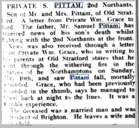 From Wolverton Express Newspaper, 21 May 1915, courtesy of The British Newspaper Archive