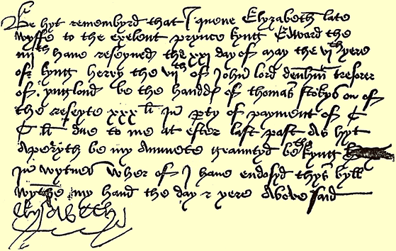 Elizabeth Woodville's signature