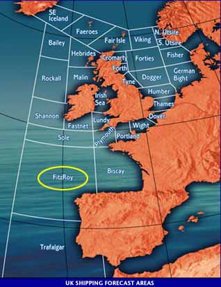 map showing sea area FitzRoy