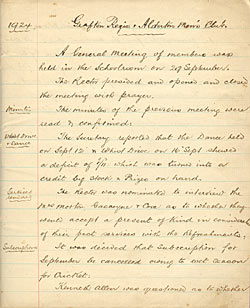 Page 1 of the Minute Book