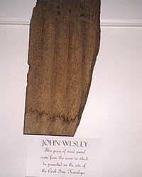 Piece of wood paneling from the Cock Inn where John Wesley preached.