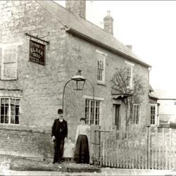 Black Bull public house c.1895, now 17 Gold Street. The Black Bull was first licensed in 1818, was closed by Phipps Brewery in 1938, and was reopened in 1939 to house refugees.