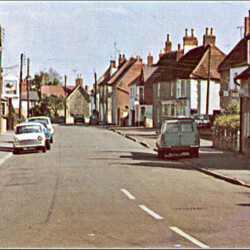 High Street looking South c.1973. The Cock pub sign on the left.