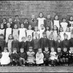 Mr Wood, headmaster, with a class from the Top School c.1865.