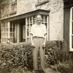 Gerald Keeves outside 7  High Street, 1950s HDHS archive