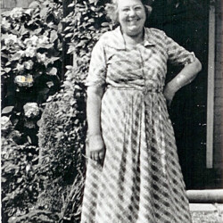 Mrs Beatrice Garratt outside her home in Newport Road, c.1950