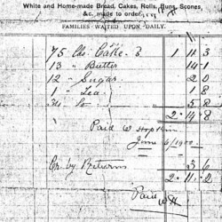 Bill from Hopkins bakery c1900