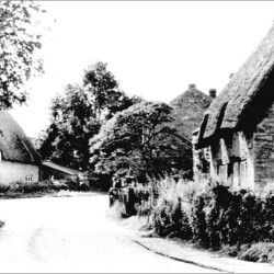 Cottages on The Green, c.1900, when occupied by W. Scarsbrook, G. Lake, G. Hellier, and J. Rose