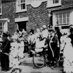 Queen Elizabeth II Coronation party outside the Globe 1953