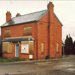 Bus garage, before it was demolished, at the corner of Gold St and Castlethorpe Rd