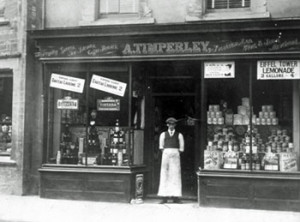 Arthur Timperley in the doorway of his grocery shop at No.1 Market Place c.1890 (Why not use Arthur Timperley to test the Person Search?)