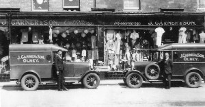 'DRAPER EXTRAORDINAIRE' - J J Garner's shop in business from 1886 to 1972 & boasted Olney's longest shop front.