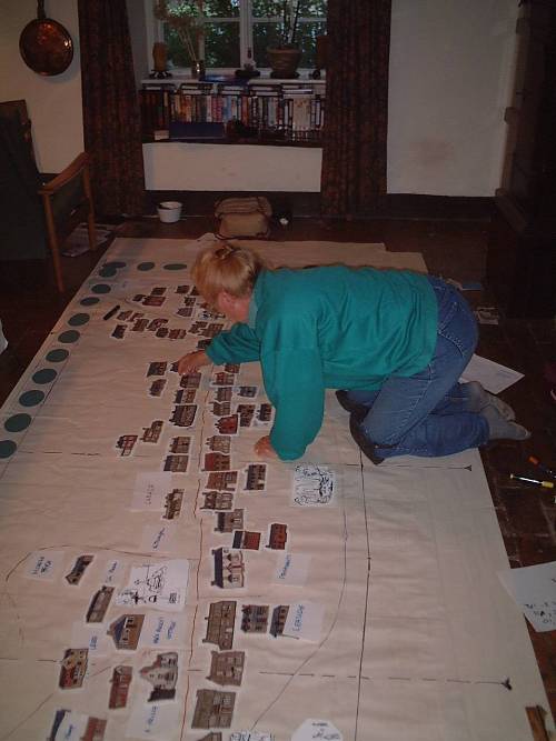 Laying out houses on the cartoon