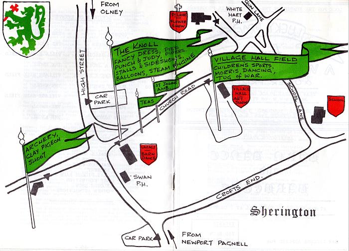 Map showing the 1977 Sherington Feast events