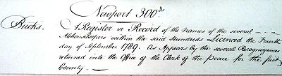 1789 Newport Hundreds Title