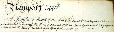 1795 Newport Hundreds Title